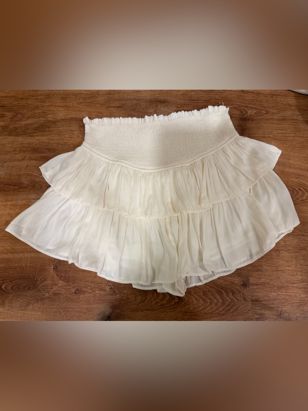 Mustard seed Cream Tiered Ruffle Mini skort
